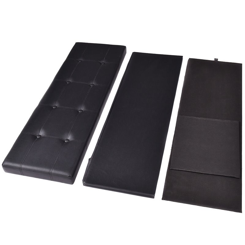 Costway 45'' Contemporary Leather Storage Seat Footstools in Black