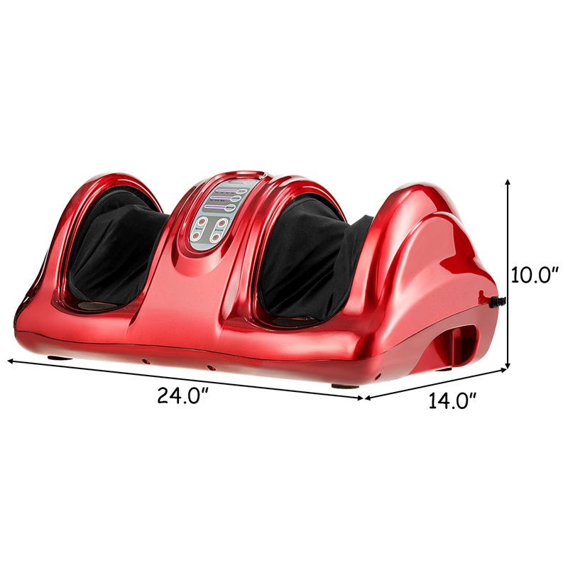 Costway ABS and Fabric Shiatsu Foot Massager with Remote Control in Red