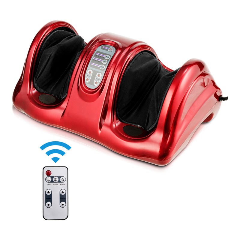 Costway ABS and Fabric Shiatsu Foot Massager with Remote Control in Red