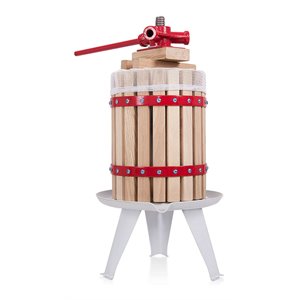 Costway Wood & Iron Crusher Juice Maker Tool/Wine Press in Red