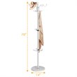 Costway 70'' Contemporary Iron & Marble Coat Rack with 15 Hooks in White Finish