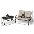 Costway 2 Pieces Metal Patio Outdoor Furniture Set with Cushion in Beige