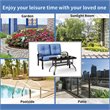 Costway 2 Pieces Metal Patio Outdoor Furniture Set with Cushion in Blue