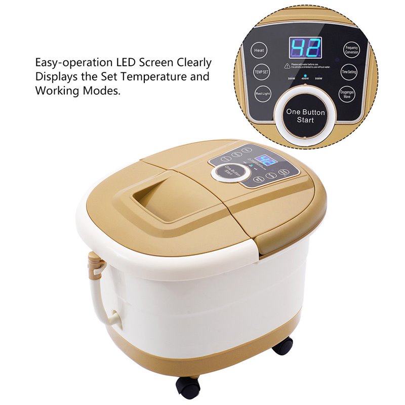 Costway Portable Foot Spa Bath Massager with Heat LED Display in Yellow