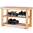 Costway 2-Tier Entryway Solid Bamboo Shoe Storage Rack Bench in Natural