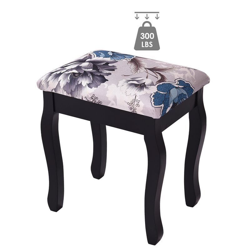 Costway MDF and Sponge Vanity Table Set with Dressing Table and Stool in Black