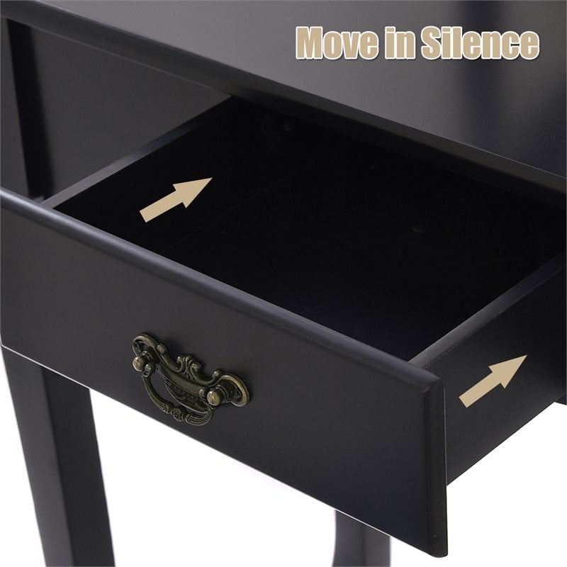 Costway MDF and Sponge Vanity Table Set with Dressing Table and Stool in Black