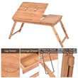 Costway Folding Laptop Desk Table with Serving Tray & Drawer in Brown