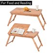 Costway Folding Laptop Desk Table with Serving Tray & Drawer in Brown