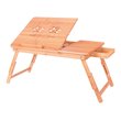 Costway Folding Laptop Desk Table with Serving Tray & Drawer in Brown