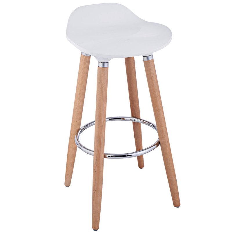 Costway ABS and Beech Wood Breakfast Bar Stools in White Set of 2