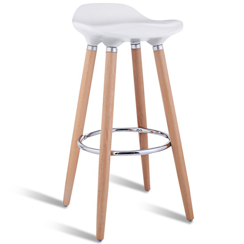 Costway ABS and Beech Wood Breakfast Bar Stools in White (Set of 2)