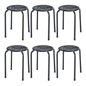 Costway Contemporary Metal Stools in Black Finish (Set of 6)