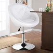 Costway Tufted Back Adjustable PU Leather Swivel Accent Chair in White/Chrome