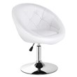 Costway Tufted Back Adjustable PU Leather Swivel Accent Chair in White/Chrome