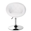 Costway Tufted Back Adjustable PU Leather Swivel Accent Chair in White/Chrome