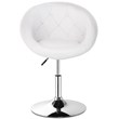 Costway Tufted Back Adjustable PU Leather Swivel Accent Chair in White/Chrome