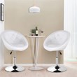 Costway Tufted Back Adjustable PU Leather Swivel Accent Chair in White/Chrome