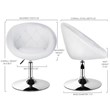 Costway Tufted Back Adjustable PU Leather Swivel Accent Chair in White/Chrome