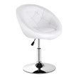 Costway Tufted Back Adjustable PU Leather Swivel Accent Chair in White/Chrome