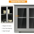 Costway MDF and Glass Kitchen Storage Cabinet with Sliding Door in Gray