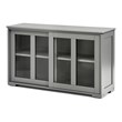 Costway MDF and Glass Kitchen Storage Cabinet with Sliding Door in Gray