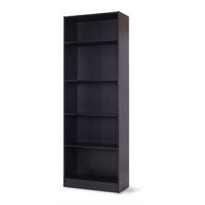 costway 5-tier contemporary particle board bookcase cabinet in black
