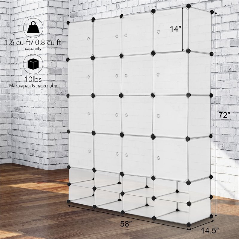 Costway Contemporary PP and Steel Cube Clothes Wardrobe with Doors in Silver