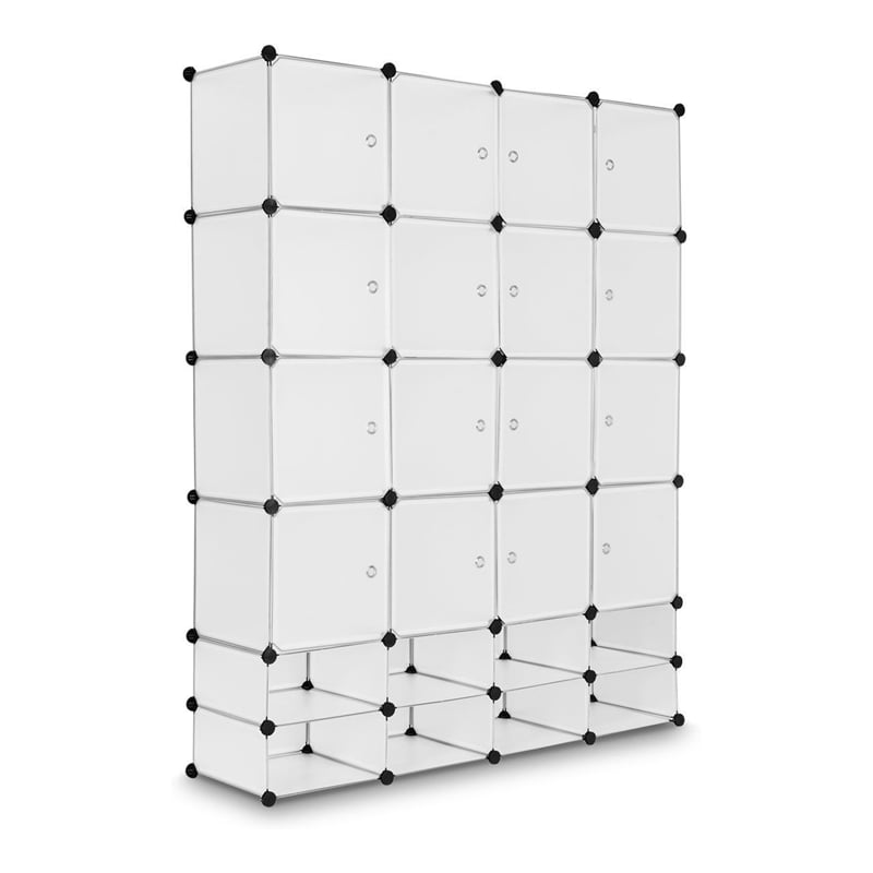 Costway Contemporary PP and Steel Cube Clothes Wardrobe with Doors in Silver