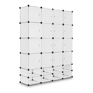 Costway Contemporary PP and Steel Cube Clothes Wardrobe with Doors in Silver