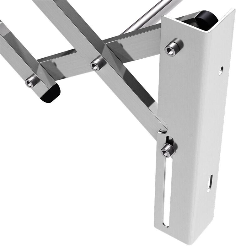 Costway Contemporary Rattan and Iron Wall Mount Expandable Towel Rack in Silver