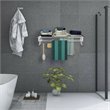 Costway Contemporary Rattan and Iron Wall Mount Expandable Towel Rack in Silver