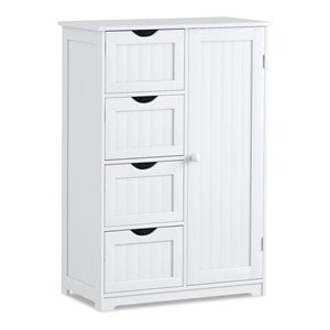 costway 4-drawer mdf board free standing storage cabinet with 2 shelves in white