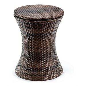 costway contemporary iron and rattan height adjustable cool bar table in brown