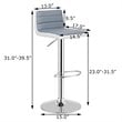 Costway PU Leather Adjustable Bar Stools in Gray/White (Set of 2)