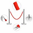 Costway Contemporary Stainless Steel Queue Pole in Silver/Red Velvet (Set of 6)