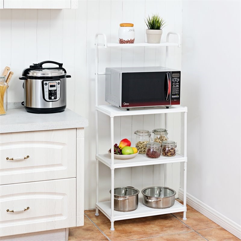 Costway 4-tier Contemporary Iron Baker's Rack with Thicken Pipes in White