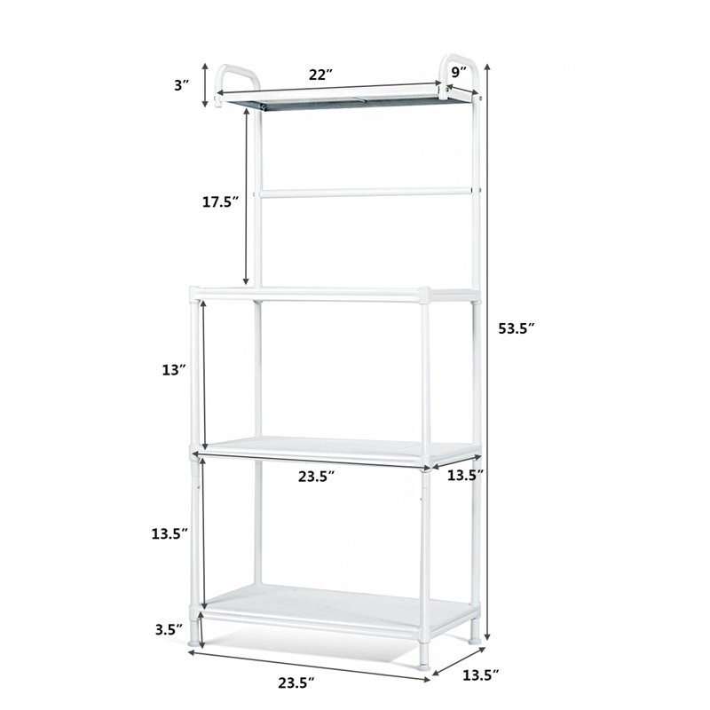 Costway 4-tier Contemporary Iron Baker's Rack with Thicken Pipes in White