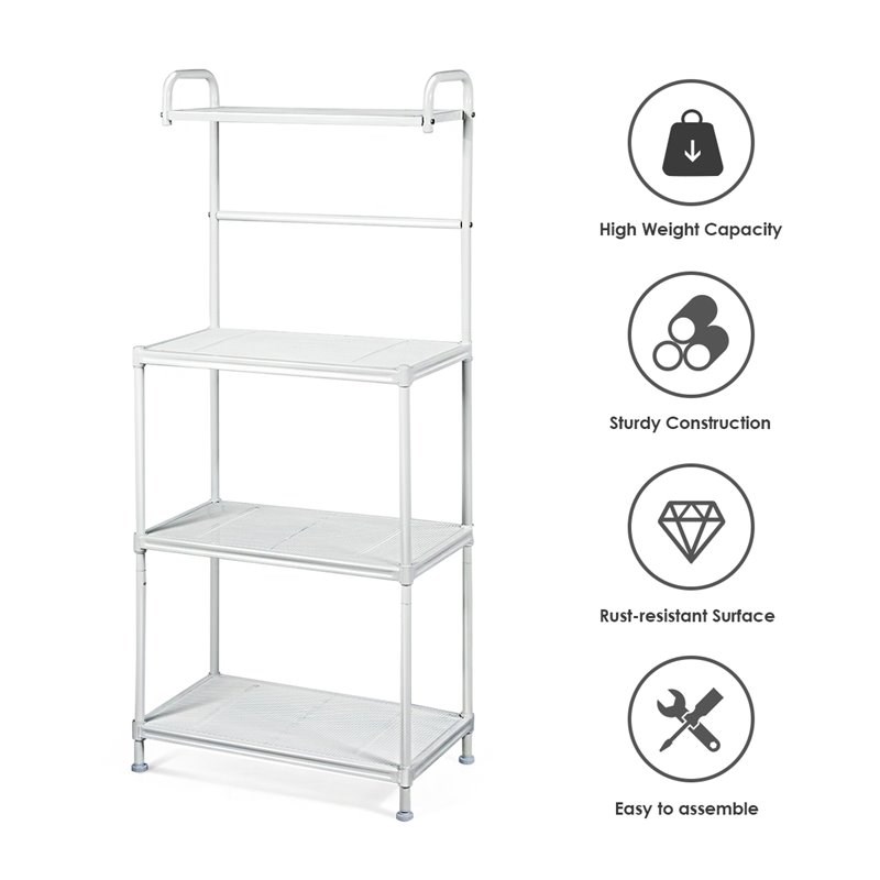 Costway 4-tier Contemporary Iron Baker's Rack with Thicken Pipes in White