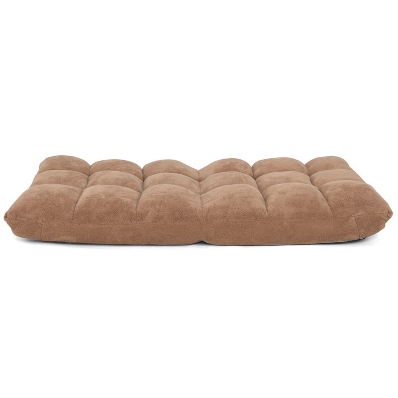 Costway Contemporary Velvet Adjustable Floor Chair in Beige Finish