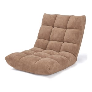 Costway Contemporary Velvet Adjustable Floor Chair in Beige Finish