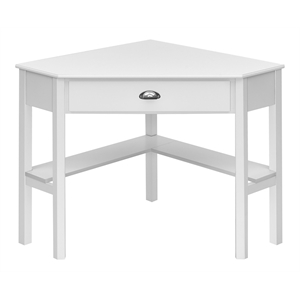 costway contemporary mdf and pine wood corner computer desk in white