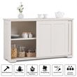 Costway MDF Kitchen Storage Cabinet with Sliding Door in White