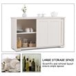 Costway MDF Kitchen Storage Cabinet with Sliding Door in White