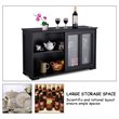 Costway MDF and Glass Kitchen Storage Cabinet with Sliding Door in Black