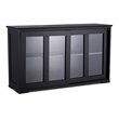 Costway MDF and Glass Kitchen Storage Cabinet with Sliding Door in Black