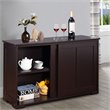 Costway MDF Kitchen Storage Cabinet with Sliding Door in Brown
