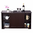 Costway MDF Kitchen Storage Cabinet with Sliding Door in Brown