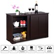 Costway MDF Kitchen Storage Cabinet with Sliding Door in Brown