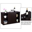 Costway MDF Kitchen Storage Cabinet with Sliding Door in Brown